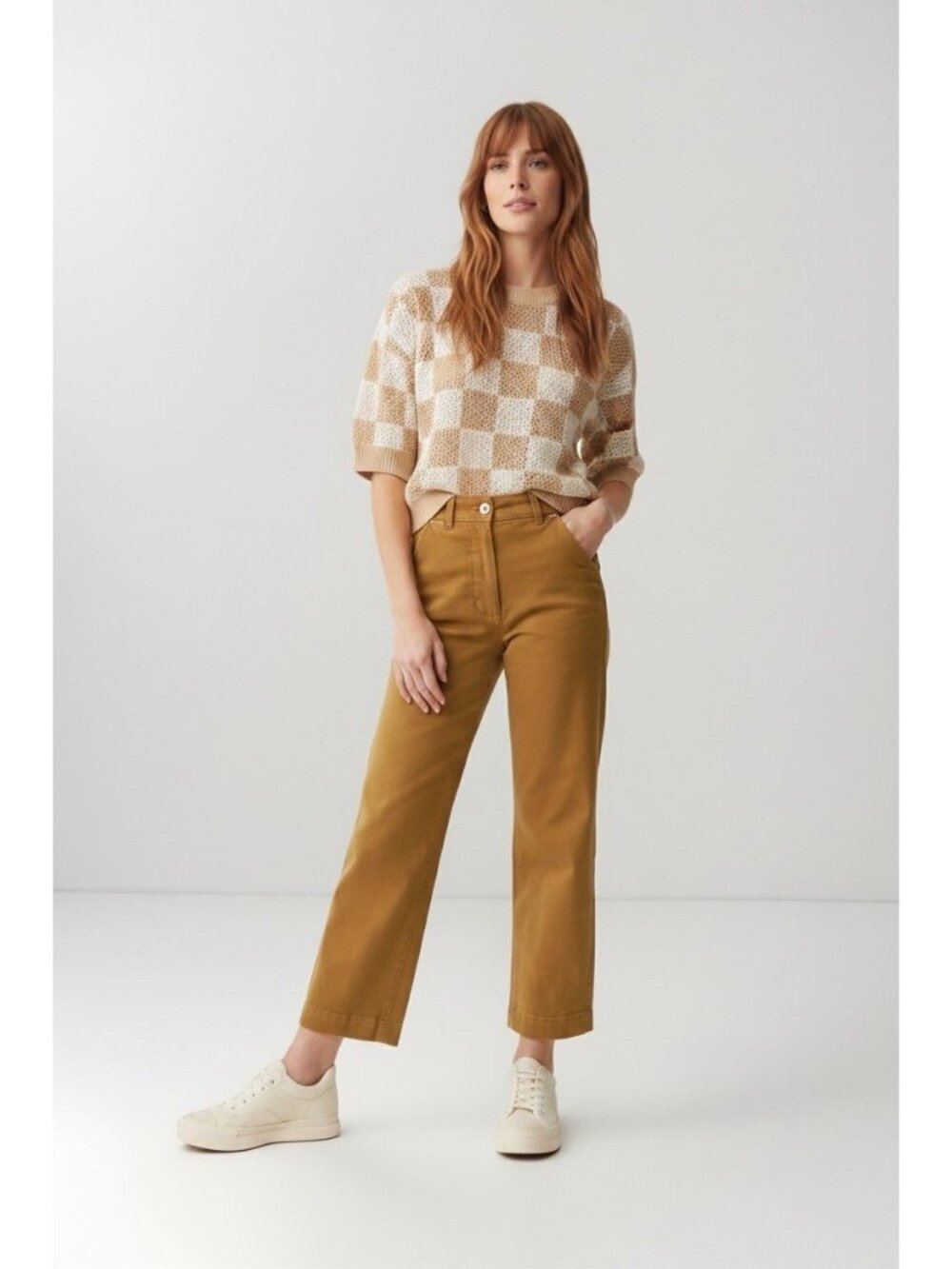 Everlane Pants Women’s Size 14 The Straight Leg Crop Mustard Brown High Rise